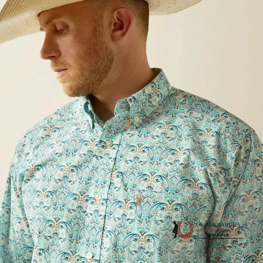 ARIAT FITTE JEROME LONG SLEEVE SHIRT TEAL - 4696