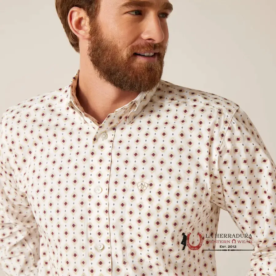 ARIAT NATEN FITTED LONG SLEEVE SHIRT WHITE - 7374