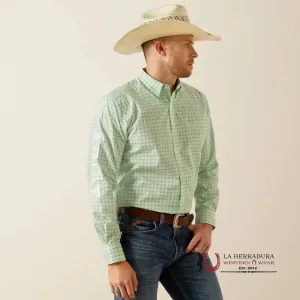 ARIAT TEAM PIERSON LONG SLEEVE SHIRT LIGHT GREEN/WHITE CLASSIC FIT - 4733