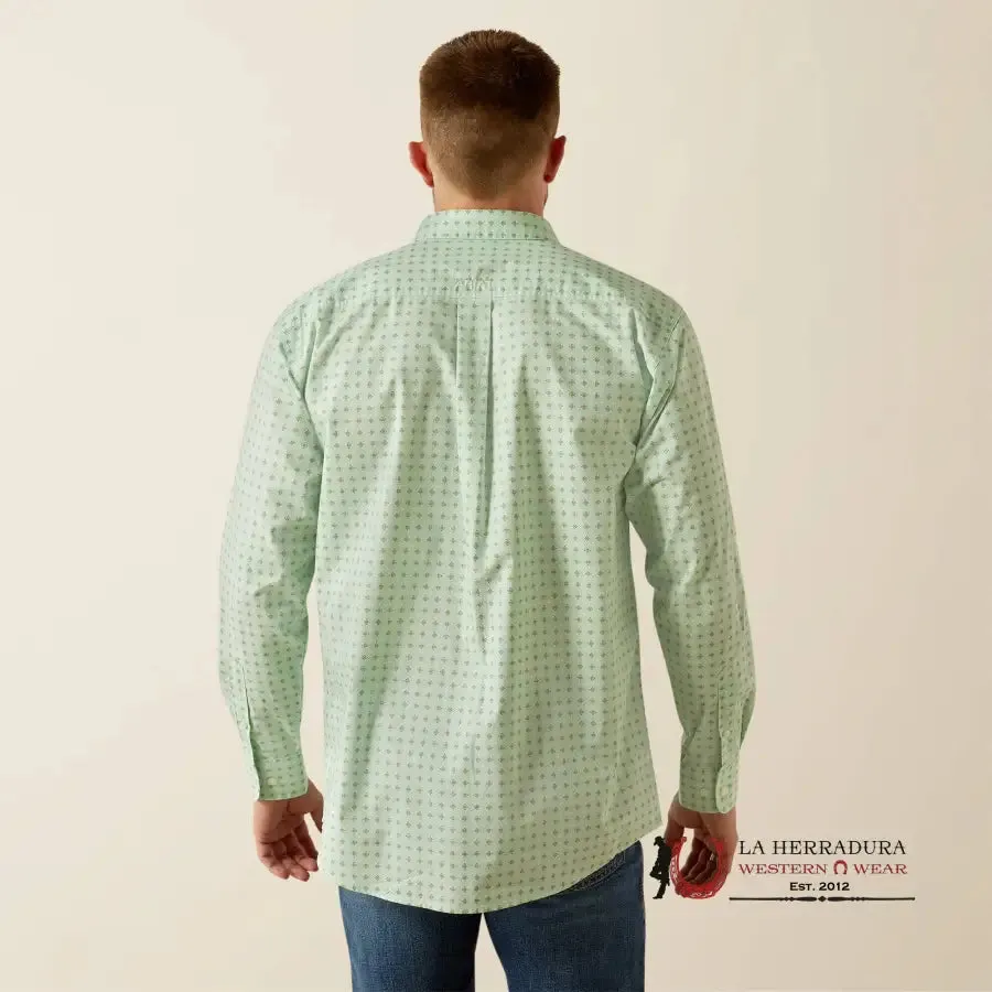 ARIAT TEAM PIERSON LONG SLEEVE SHIRT LIGHT GREEN/WHITE CLASSIC FIT - 4733