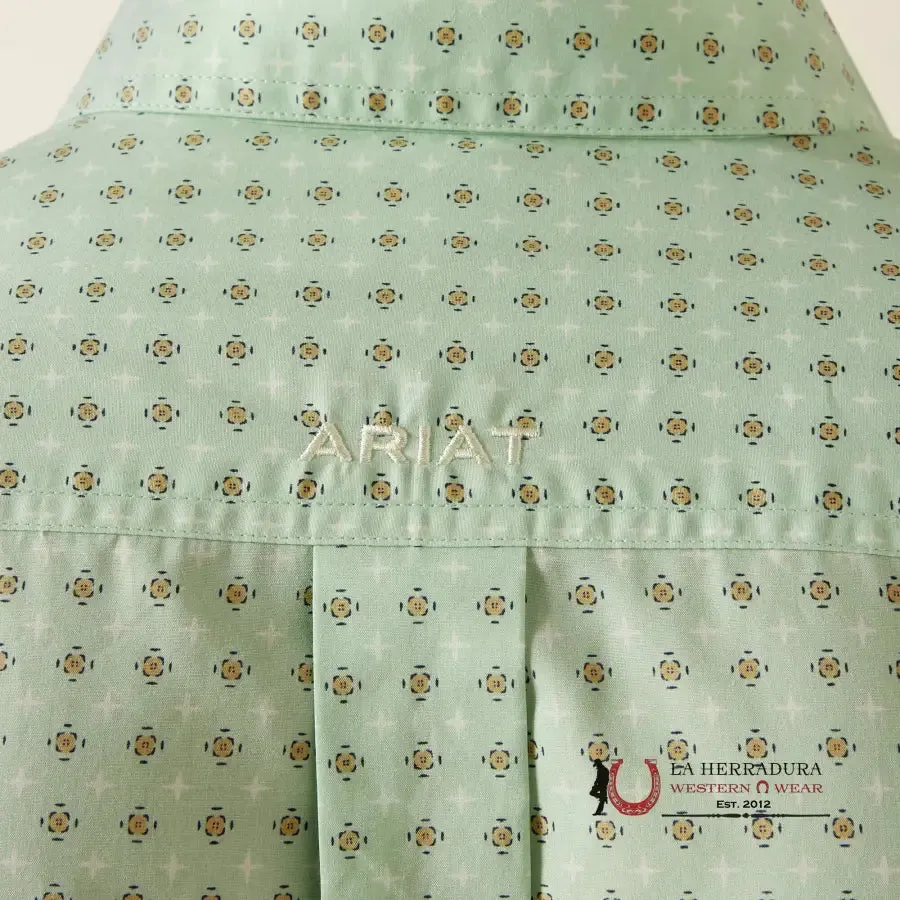 ARIAT TEAM PIERSON LONG SLEEVE SHIRT LIGHT GREEN/WHITE CLASSIC FIT - 4733