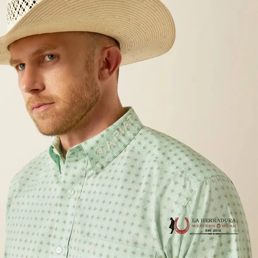 ARIAT TEAM PIERSON LONG SLEEVE SHIRT LIGHT GREEN/WHITE CLASSIC FIT - 4733