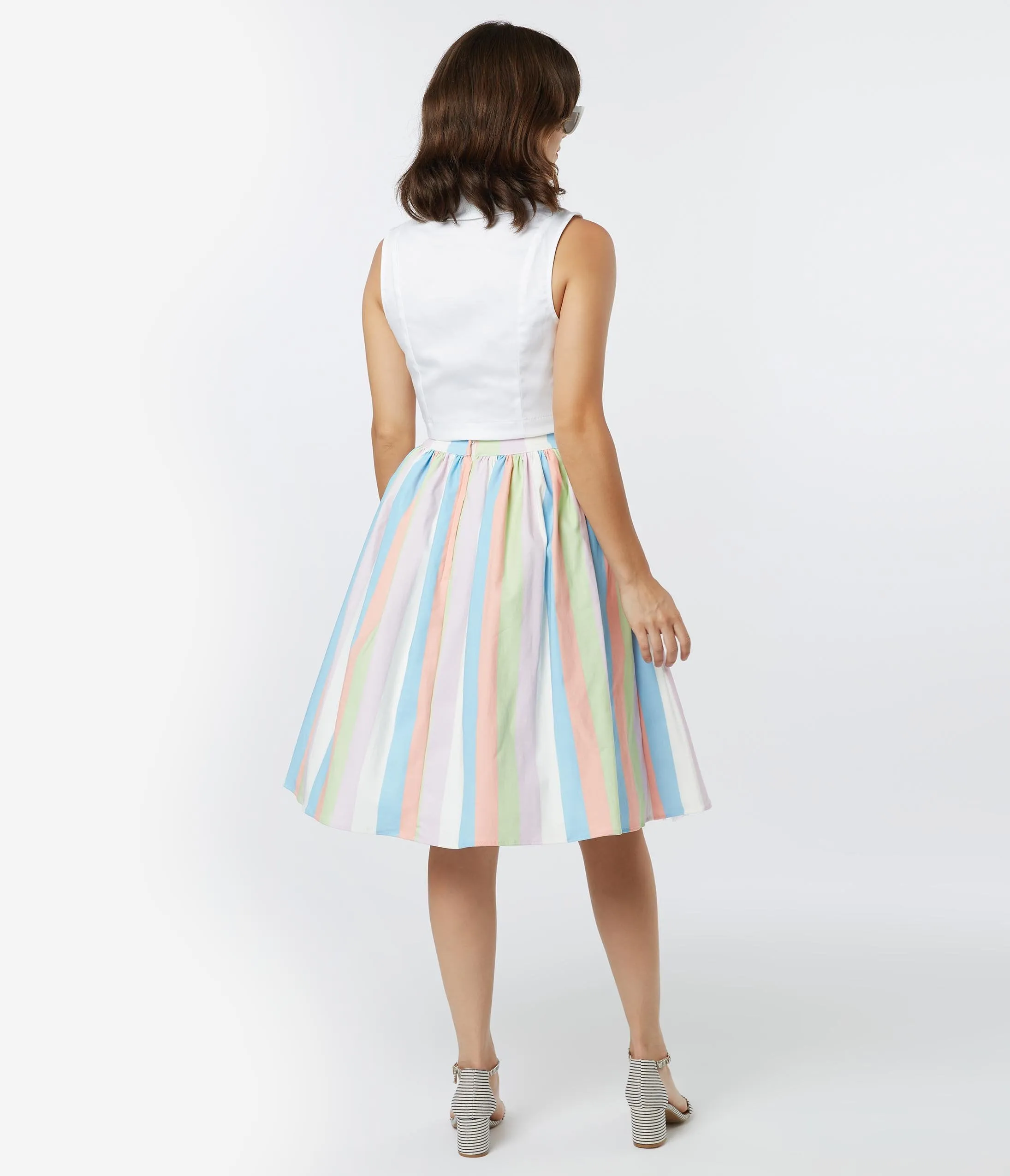 Bettie Page 1950s Sorbet Striped Ellie Swing Skirt