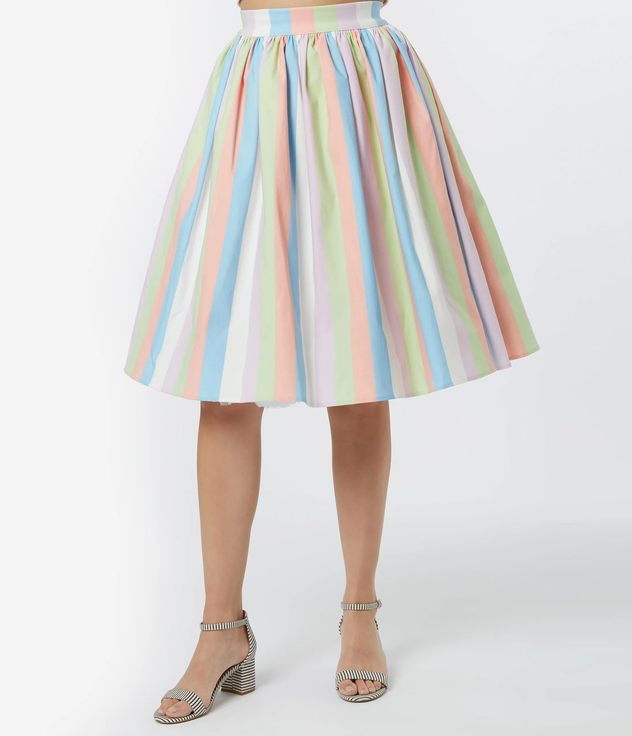 Bettie Page 1950s Sorbet Striped Ellie Swing Skirt