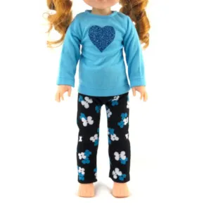 Blue Hearts Pants Set for 14 1/2-inch Dolls