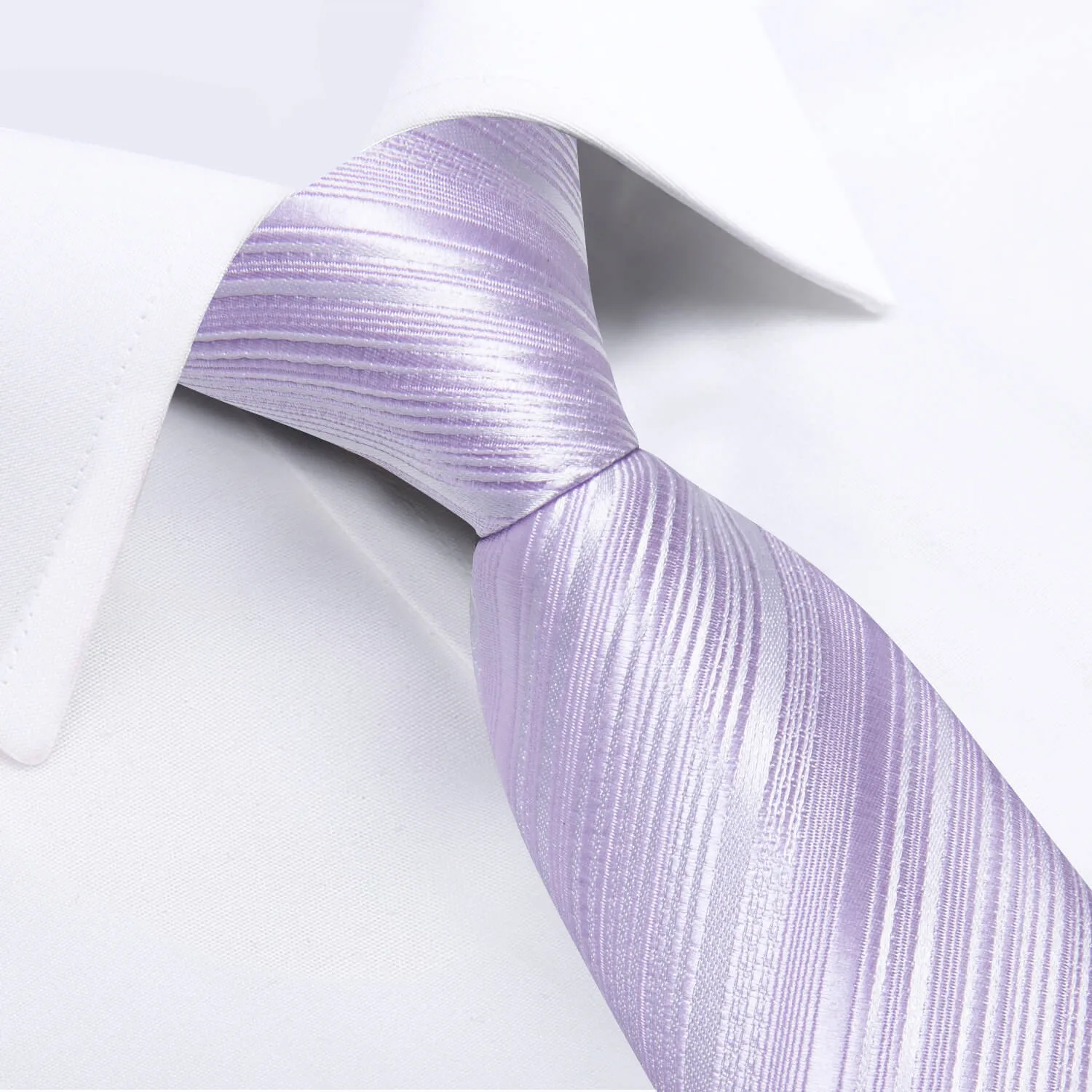 DiBanGu Kids Tie Lavender Purple Striped Silk Tie Handkerchief Set