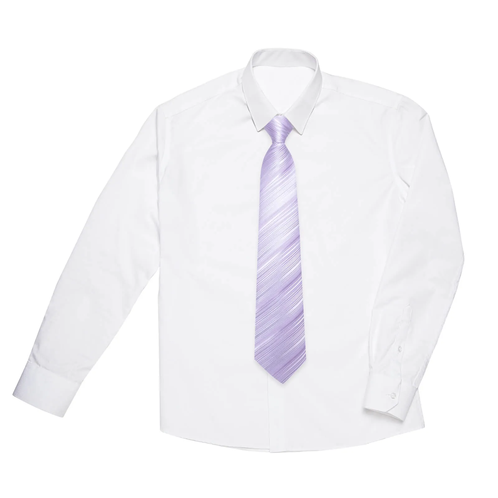 DiBanGu Kids Tie Lavender Purple Striped Silk Tie Handkerchief Set