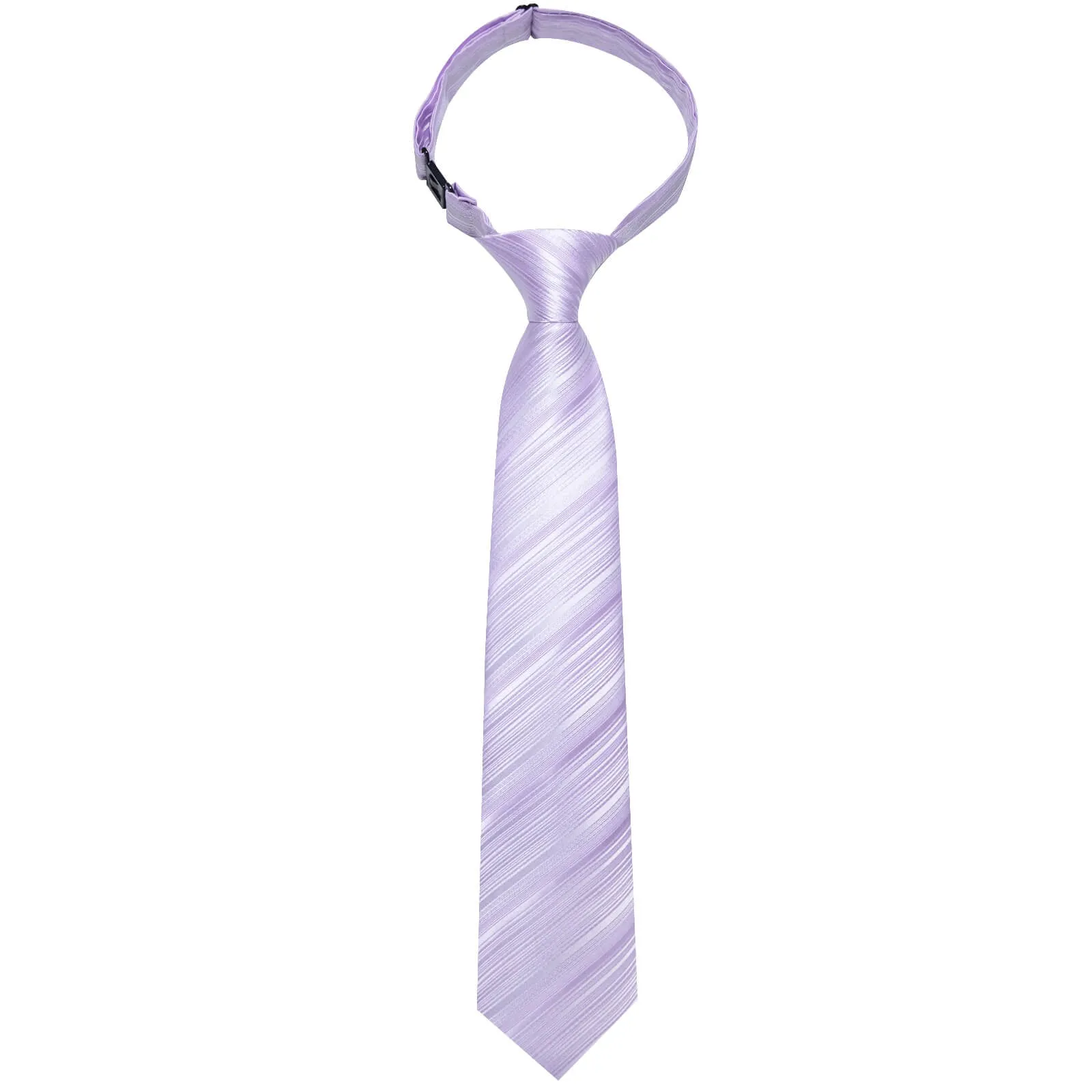 DiBanGu Kids Tie Lavender Purple Striped Silk Tie Handkerchief Set