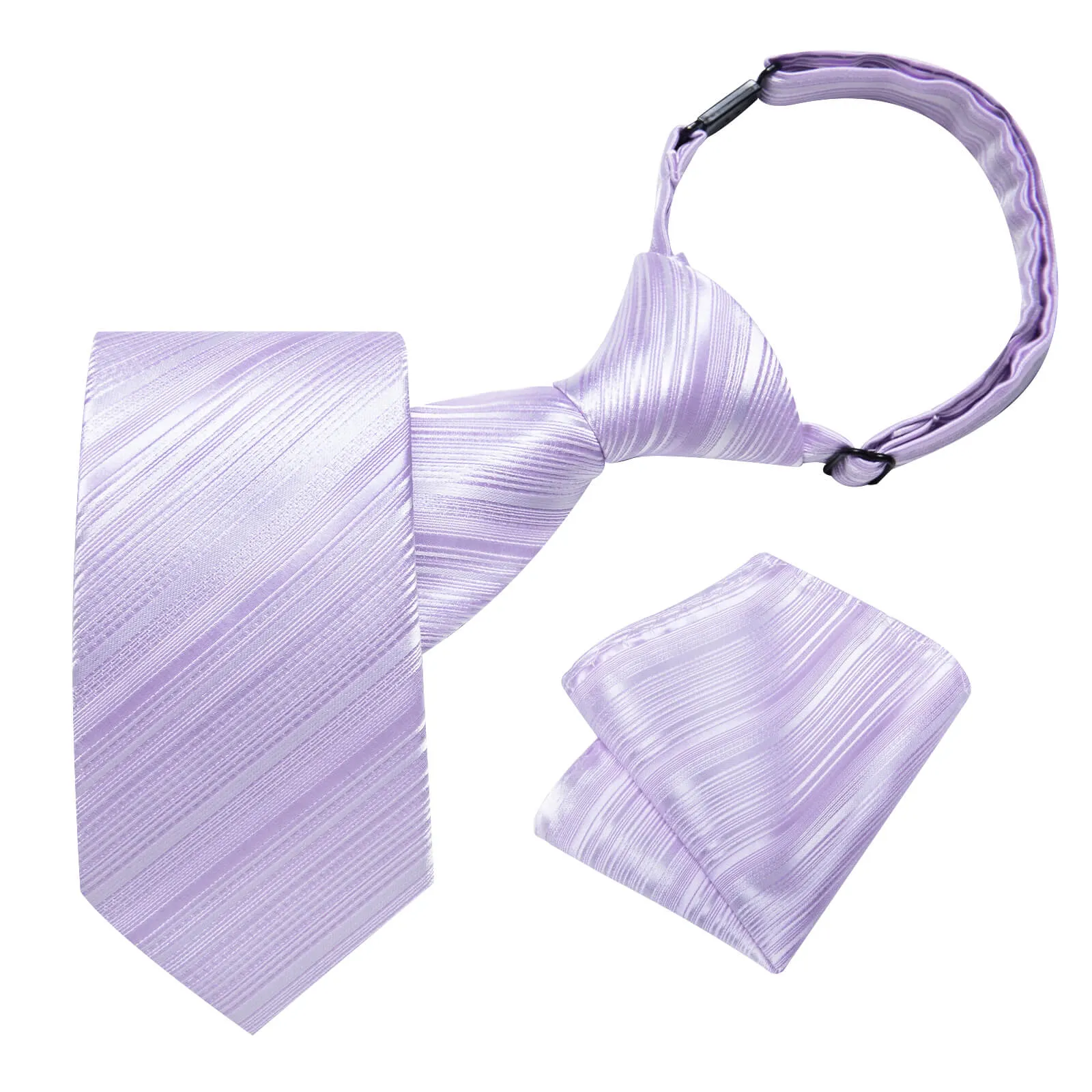 DiBanGu Kids Tie Lavender Purple Striped Silk Tie Handkerchief Set