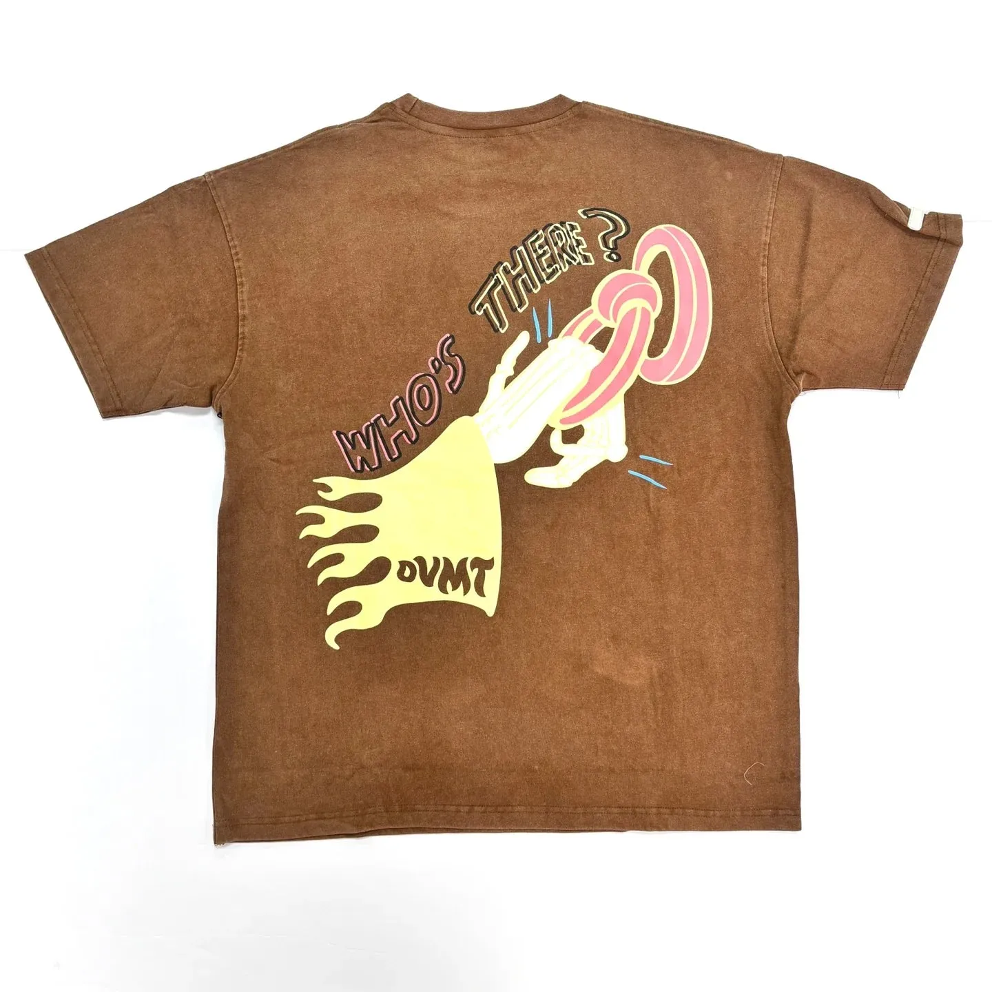 DVMT 'Knock Knock' Over Sized Acid Wash T-Shirt (Brown) 741-175