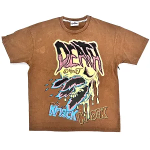 DVMT 'Knock Knock' Over Sized Acid Wash T-Shirt (Brown) 741-175