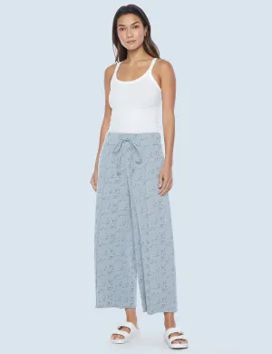 Easy Floral Knit Wide-Leg Pants