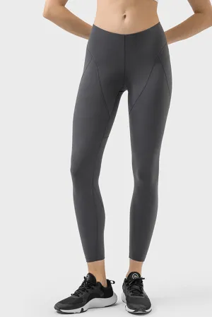 Exposed Stitching Patchwork Cropped Active Leggings