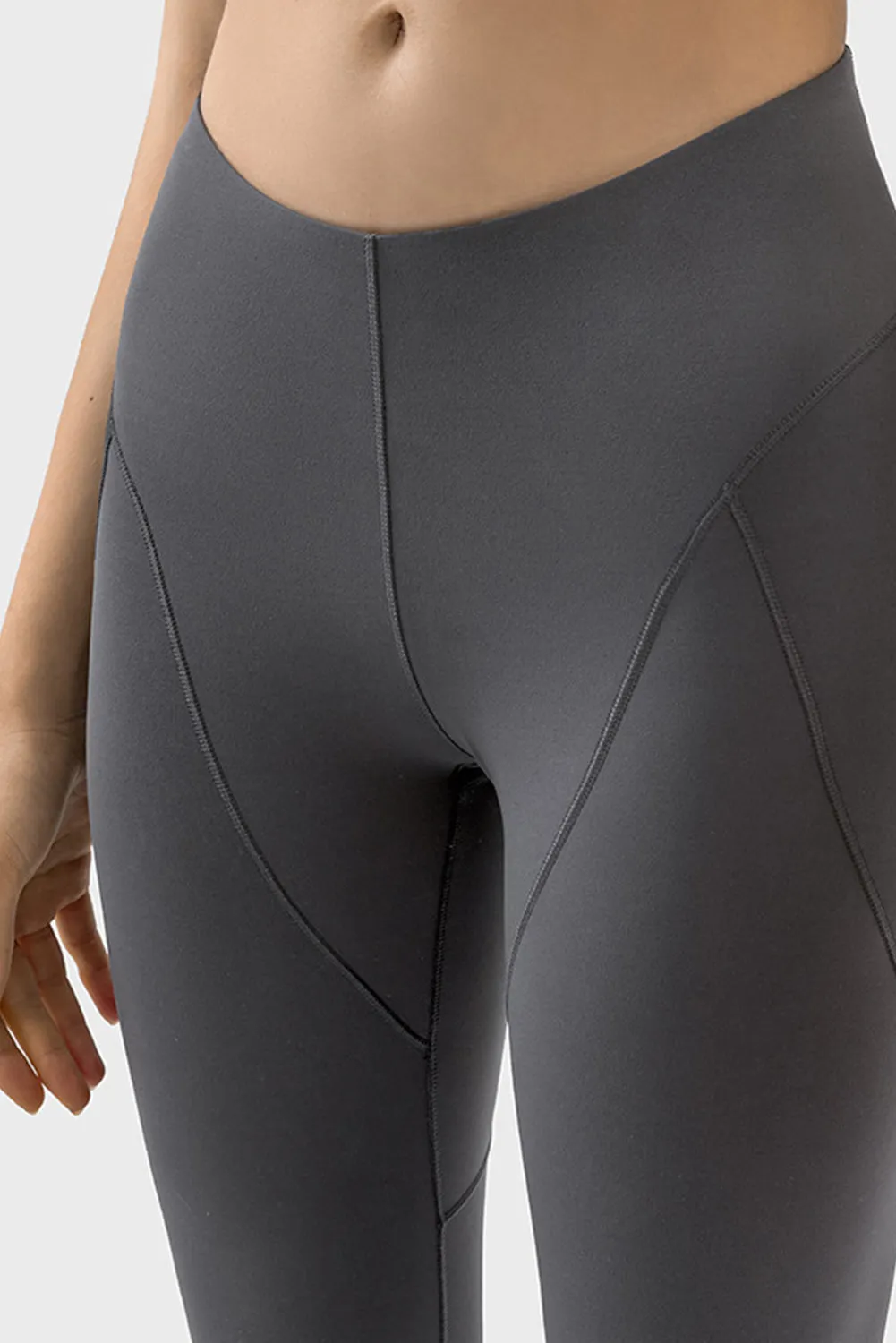 Exposed Stitching Patchwork Cropped Active Leggings