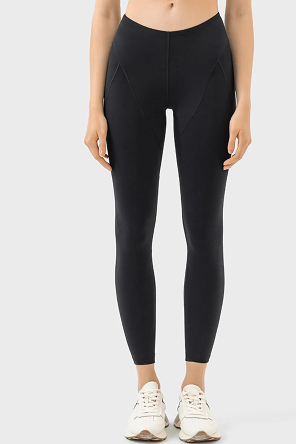 Exposed Stitching Patchwork Cropped Active Leggings