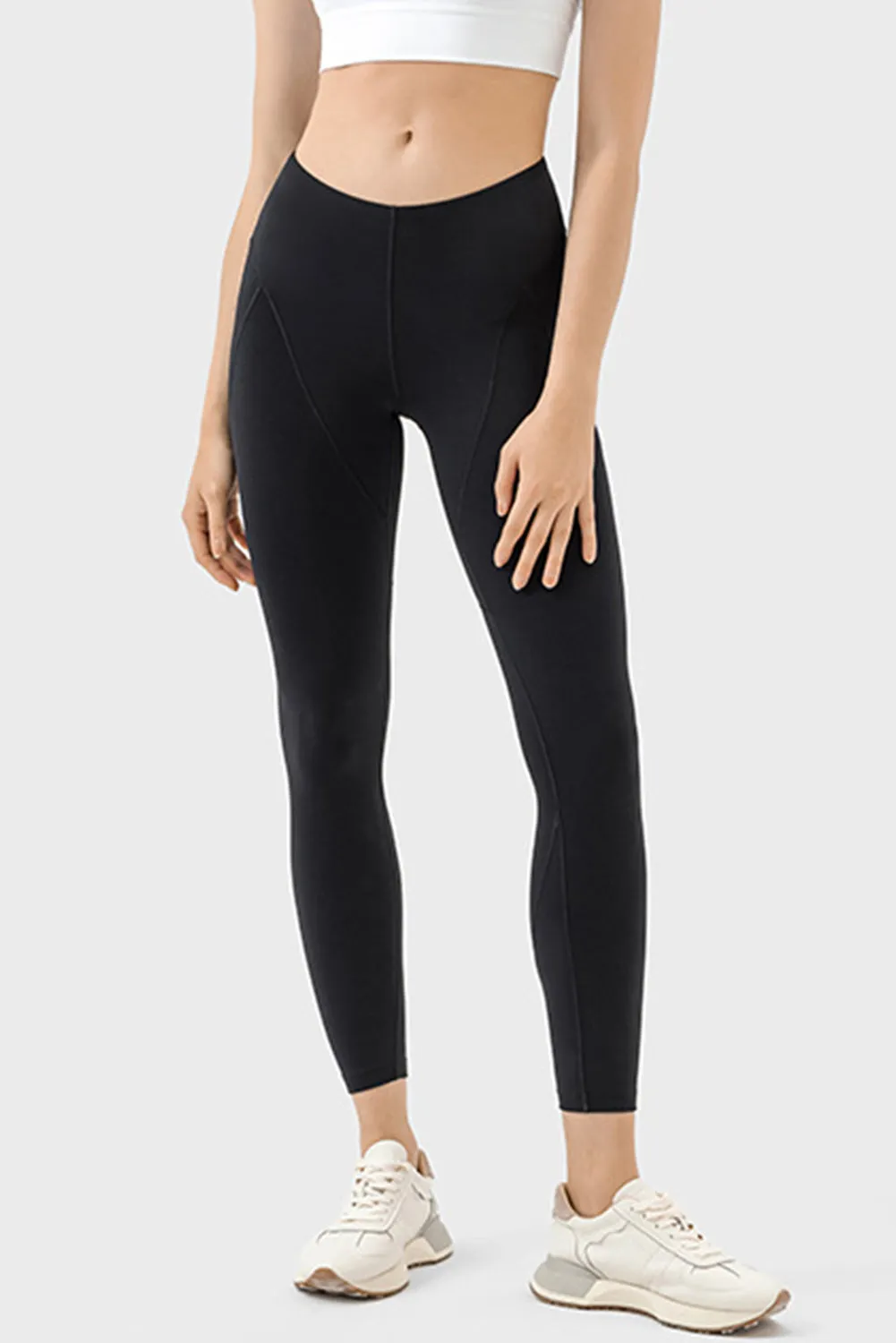 Exposed Stitching Patchwork Cropped Active Leggings