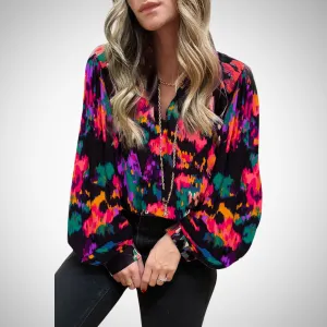 Helena Elegant Lantern Sleeve Work Top