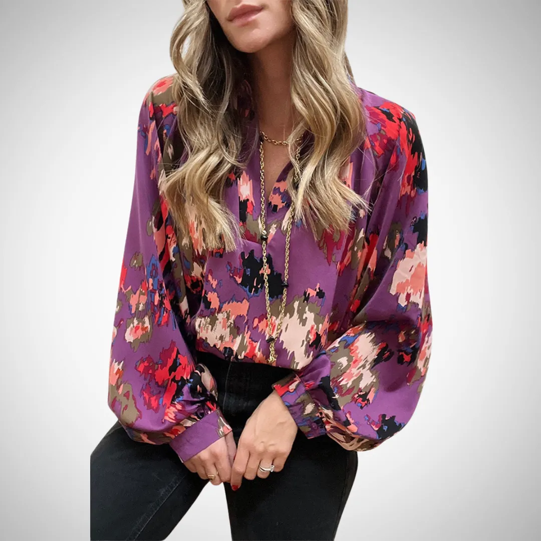 Helena Elegant Lantern Sleeve Work Top
