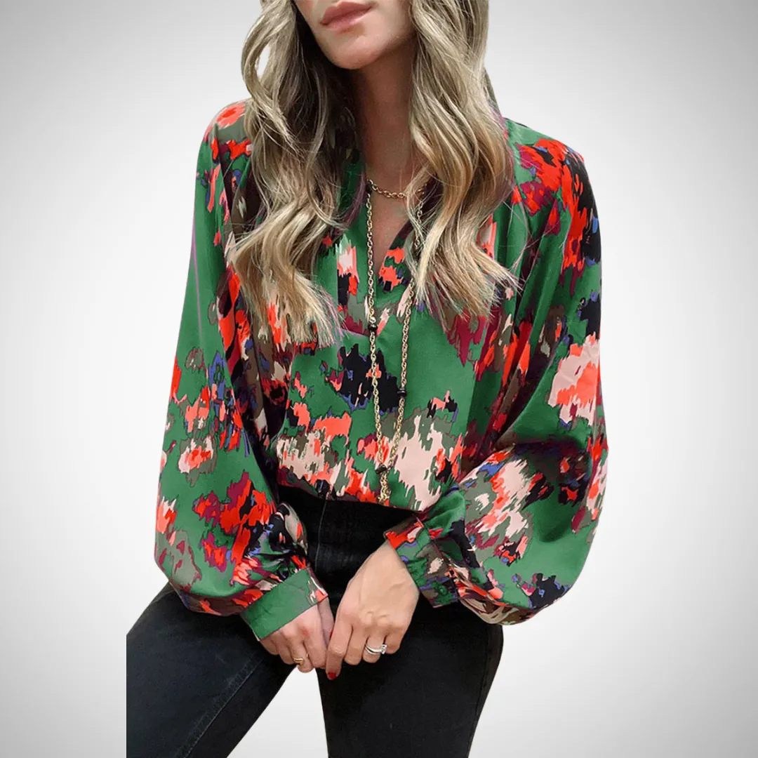 Helena Elegant Lantern Sleeve Work Top