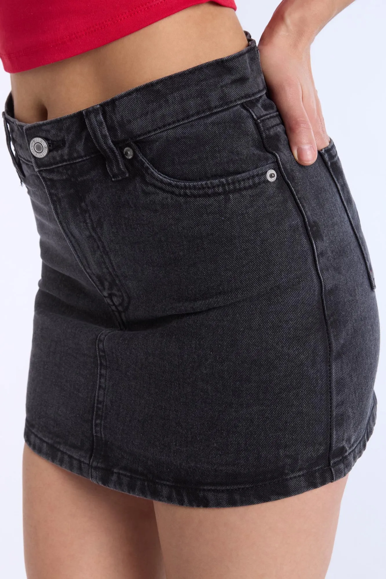 High Rise Denim Mini Skirt