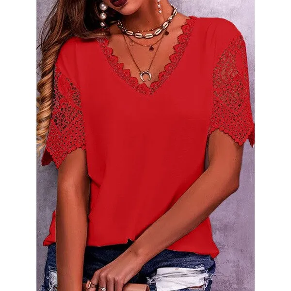 Lace Summer Vintage Tees Elegant Shirts for Women