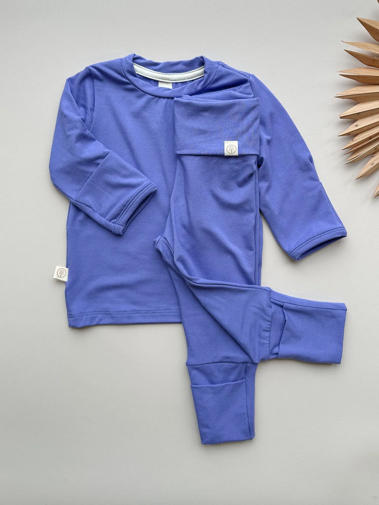 Long Sleeve T-shirt with Mittens | Baby & Toddler | Luxury Bamboo | Dark Periwinkle