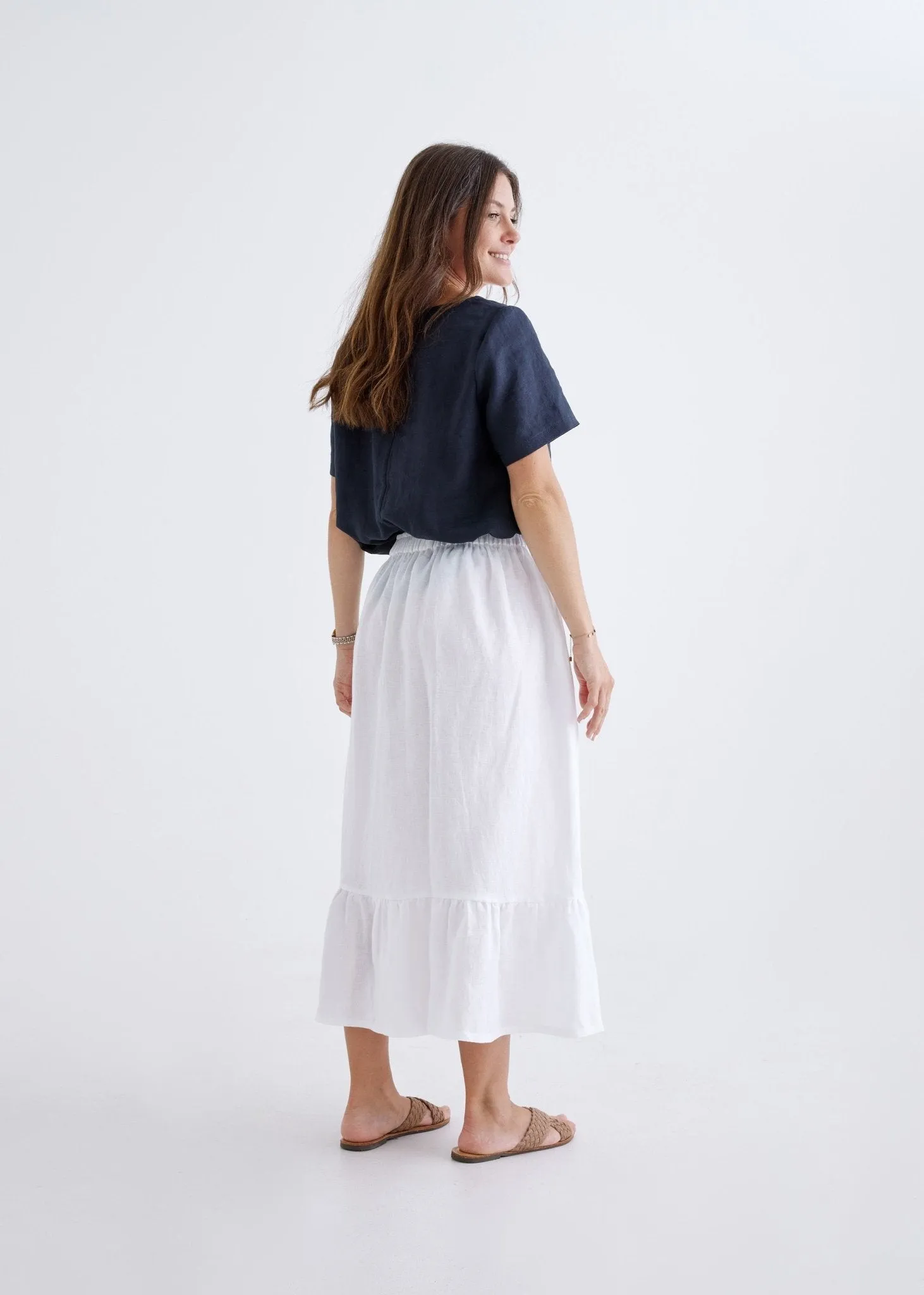 Luna Linen Skirt in White