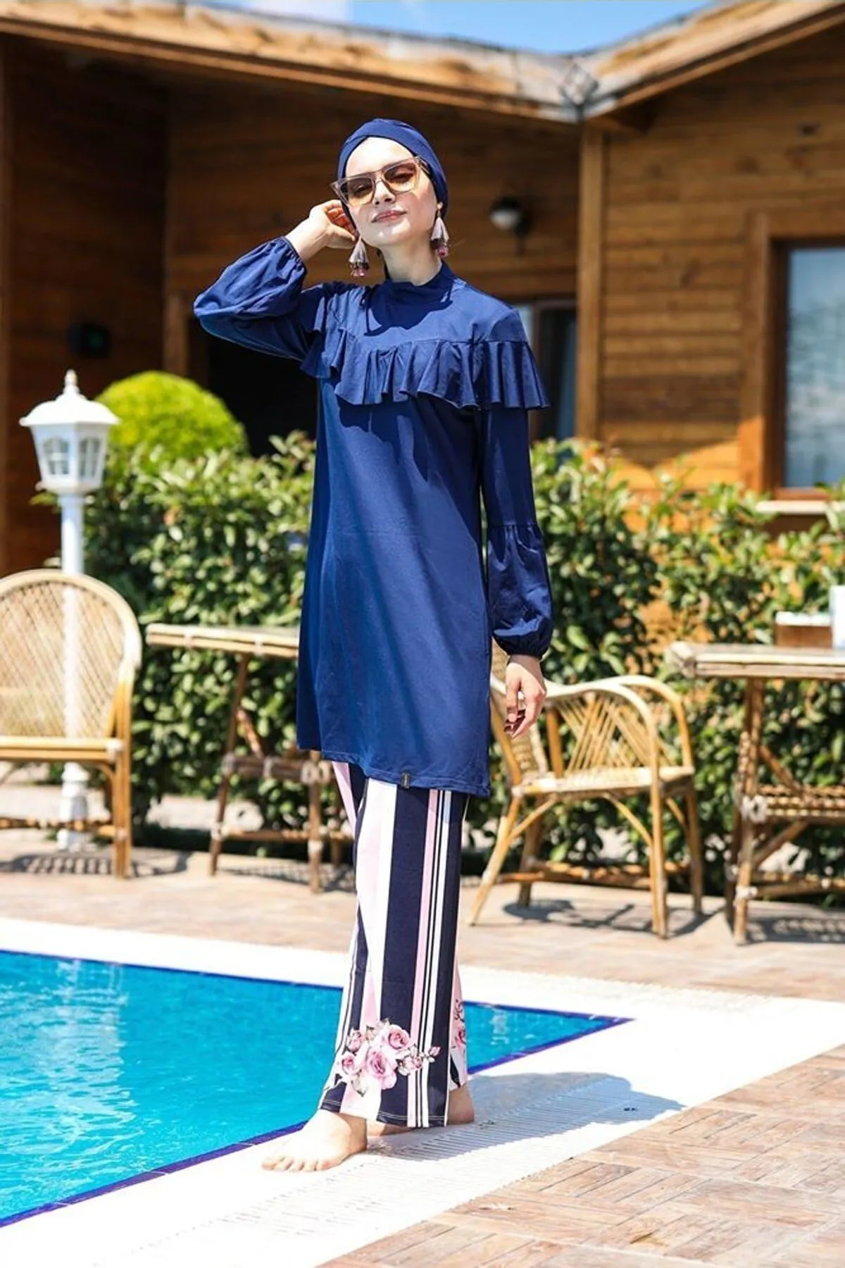 Lycra Navy Burkini Modest Swimwear M2012