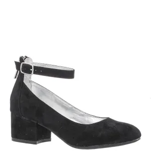 Nina Lennie | Kids Black Suede Block Heel Pump