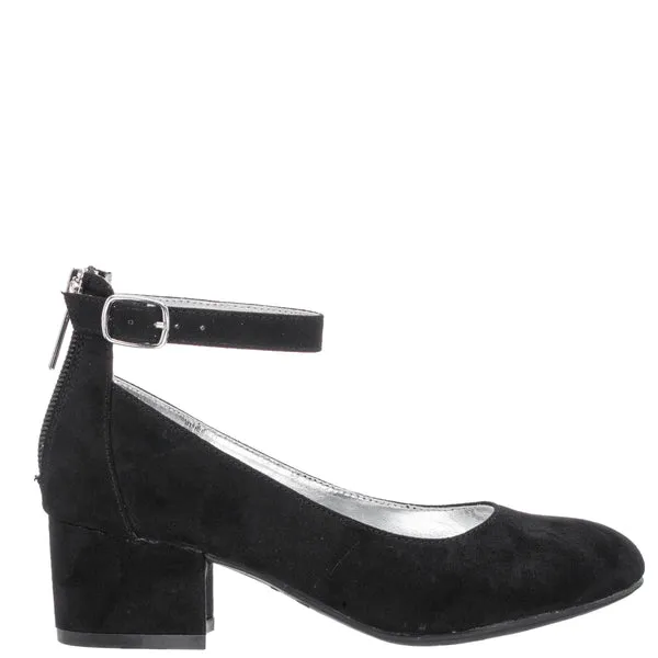 Nina Lennie | Kids Black Suede Block Heel Pump