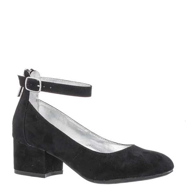 Nina Lennie | Kids Black Suede Block Heel Pump