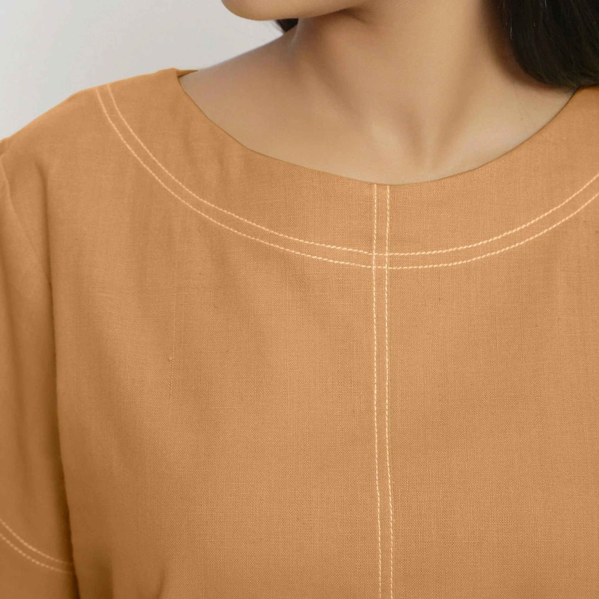 Orange Handspun Cotton Paneled Top