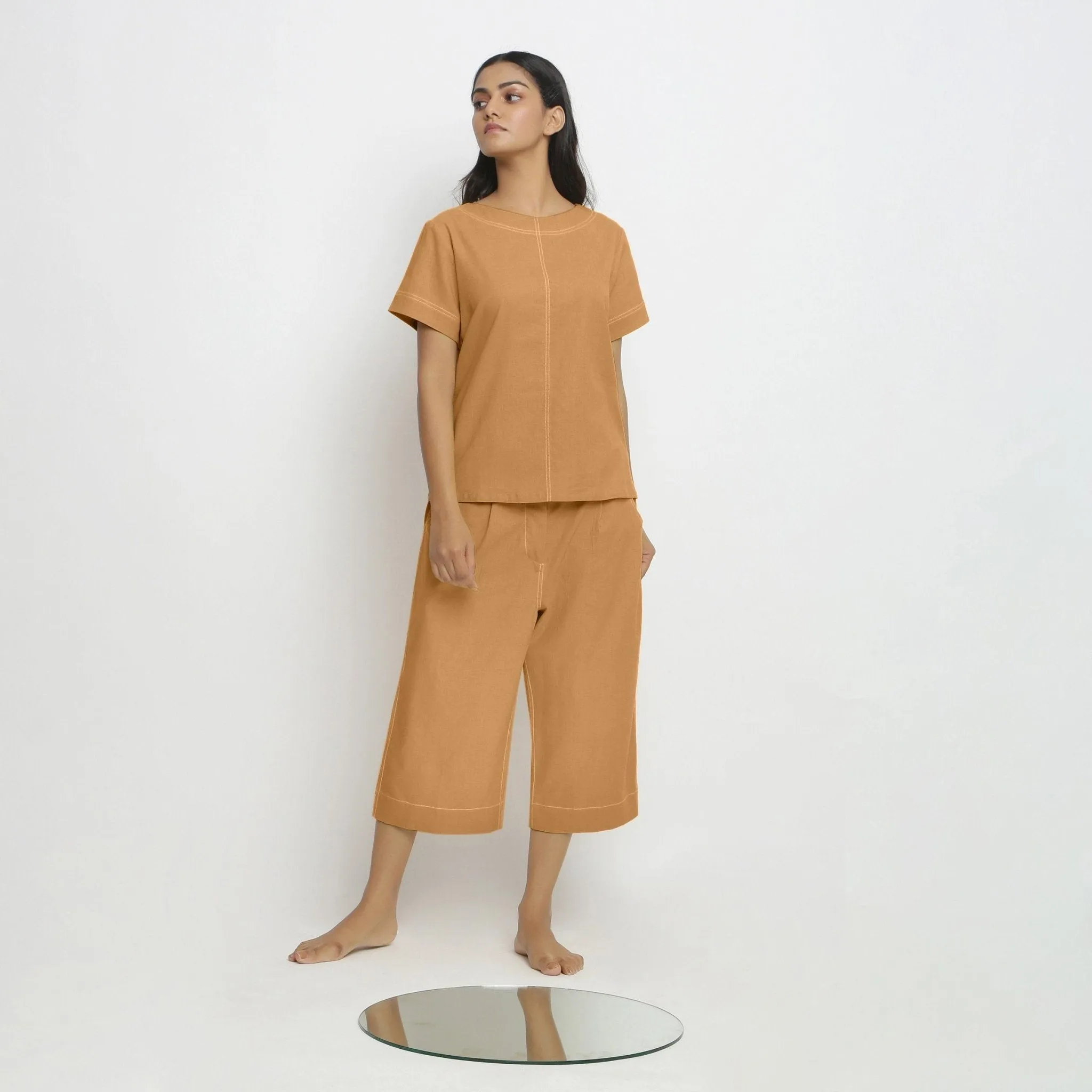 Orange Handspun Cotton Paneled Top