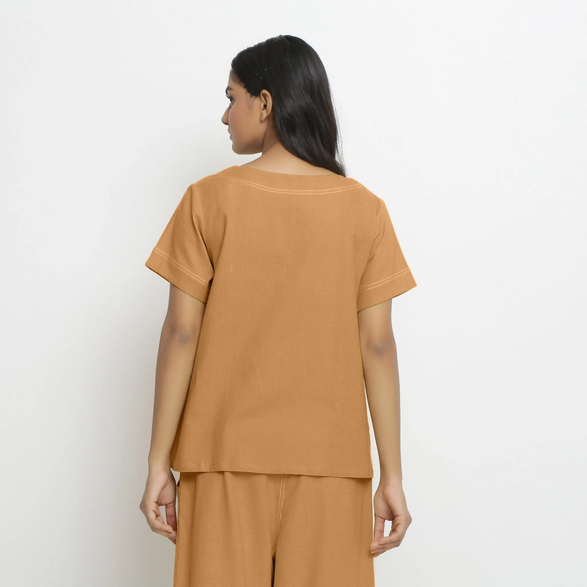 Orange Handspun Cotton Paneled Top