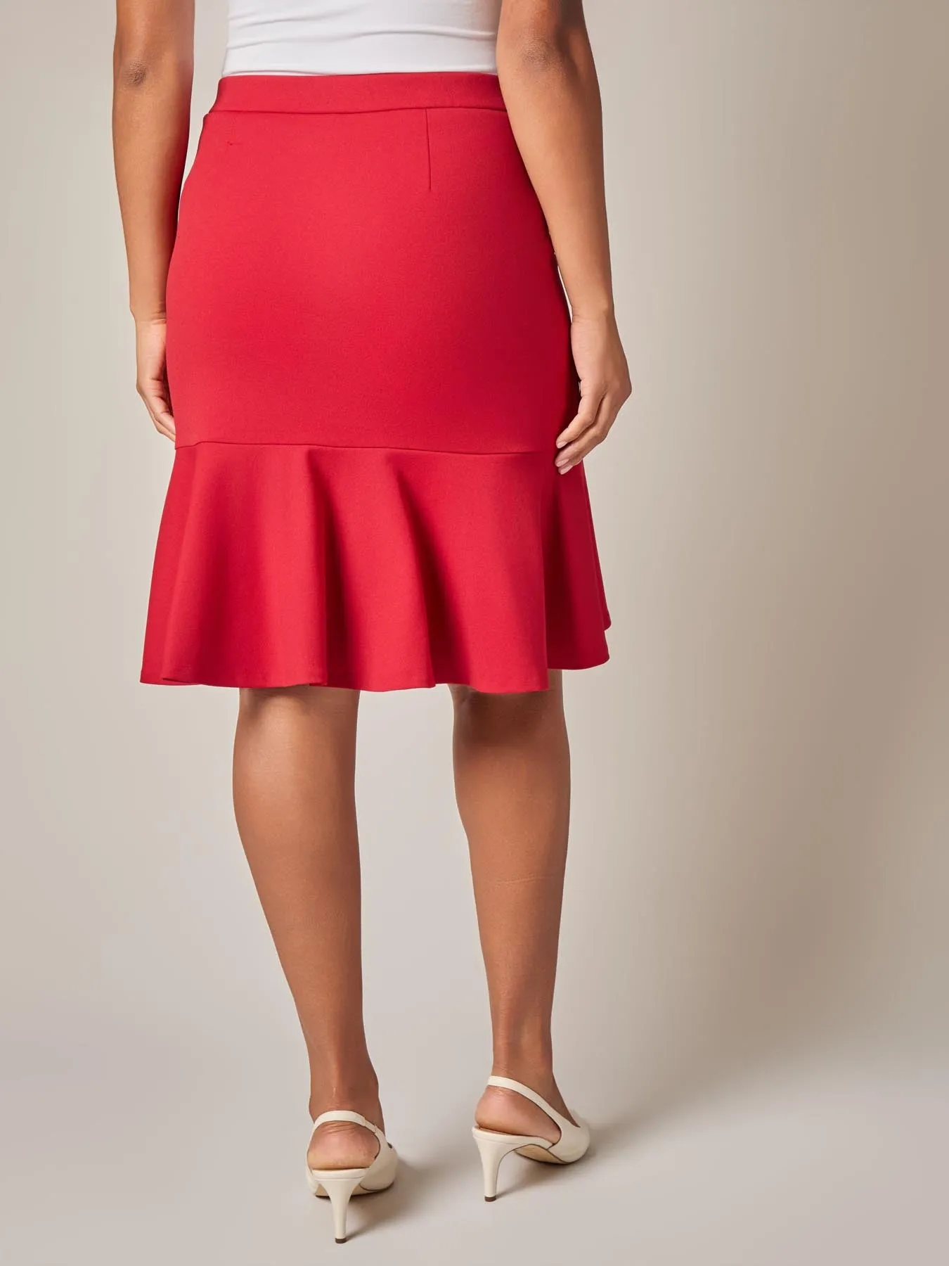 Pull-On Flare Skirt, Crimson