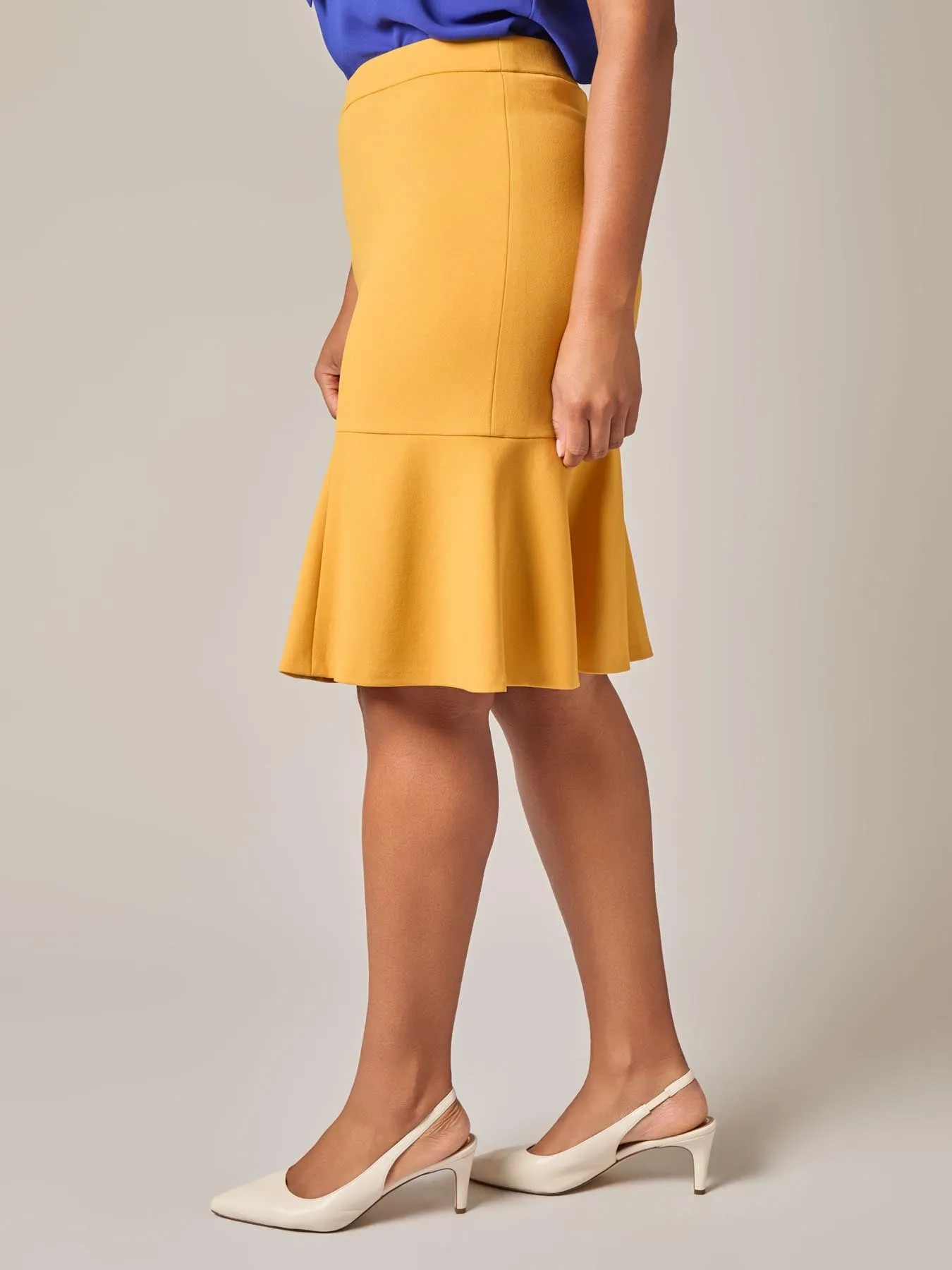 Pull-On Flare Skirt, Gold Signature