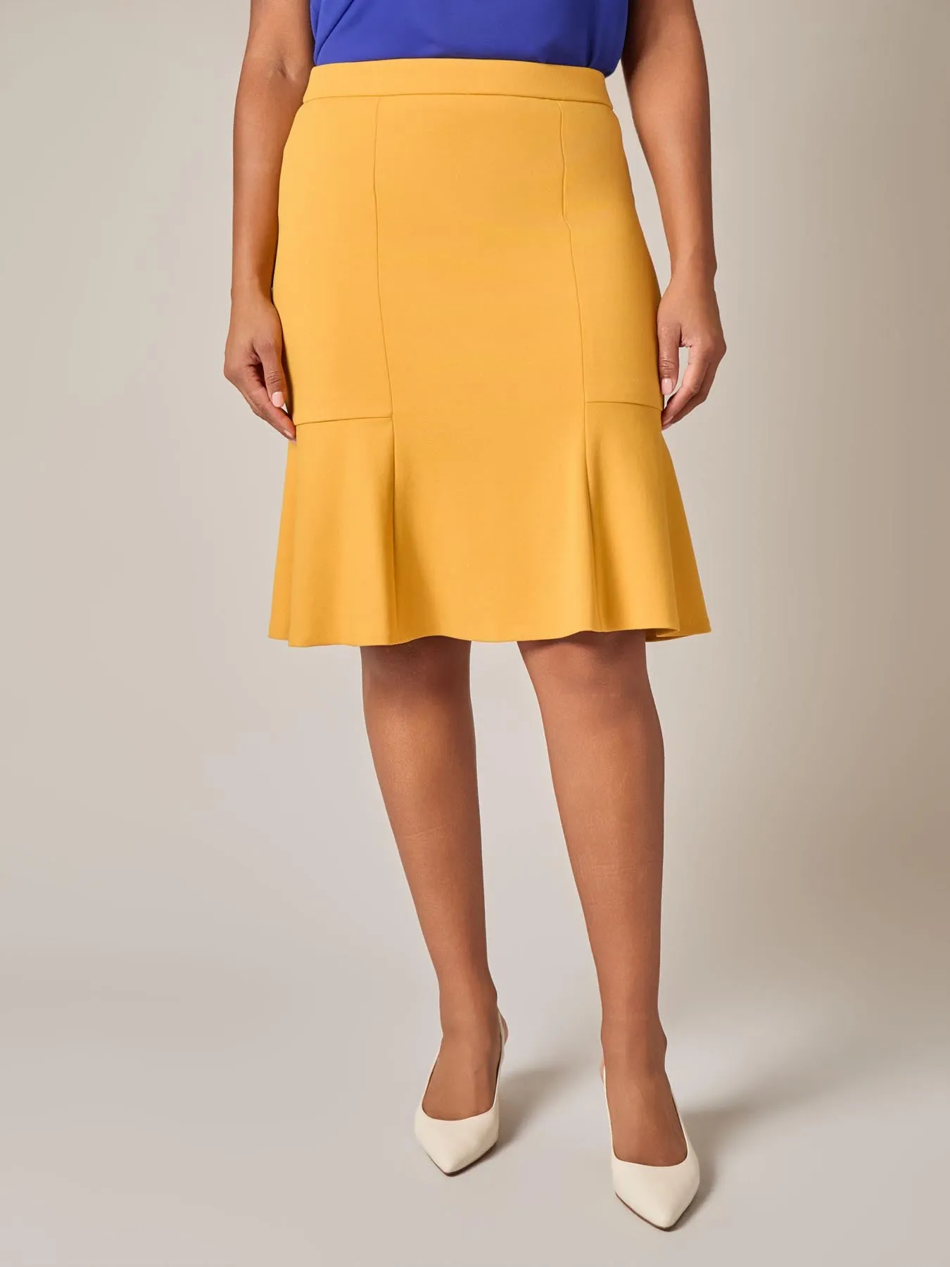 Pull-On Flare Skirt, Gold Signature