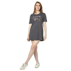 STD-24008-Cotton-Vibe Chic T-Shirt Dress Dark Grey
