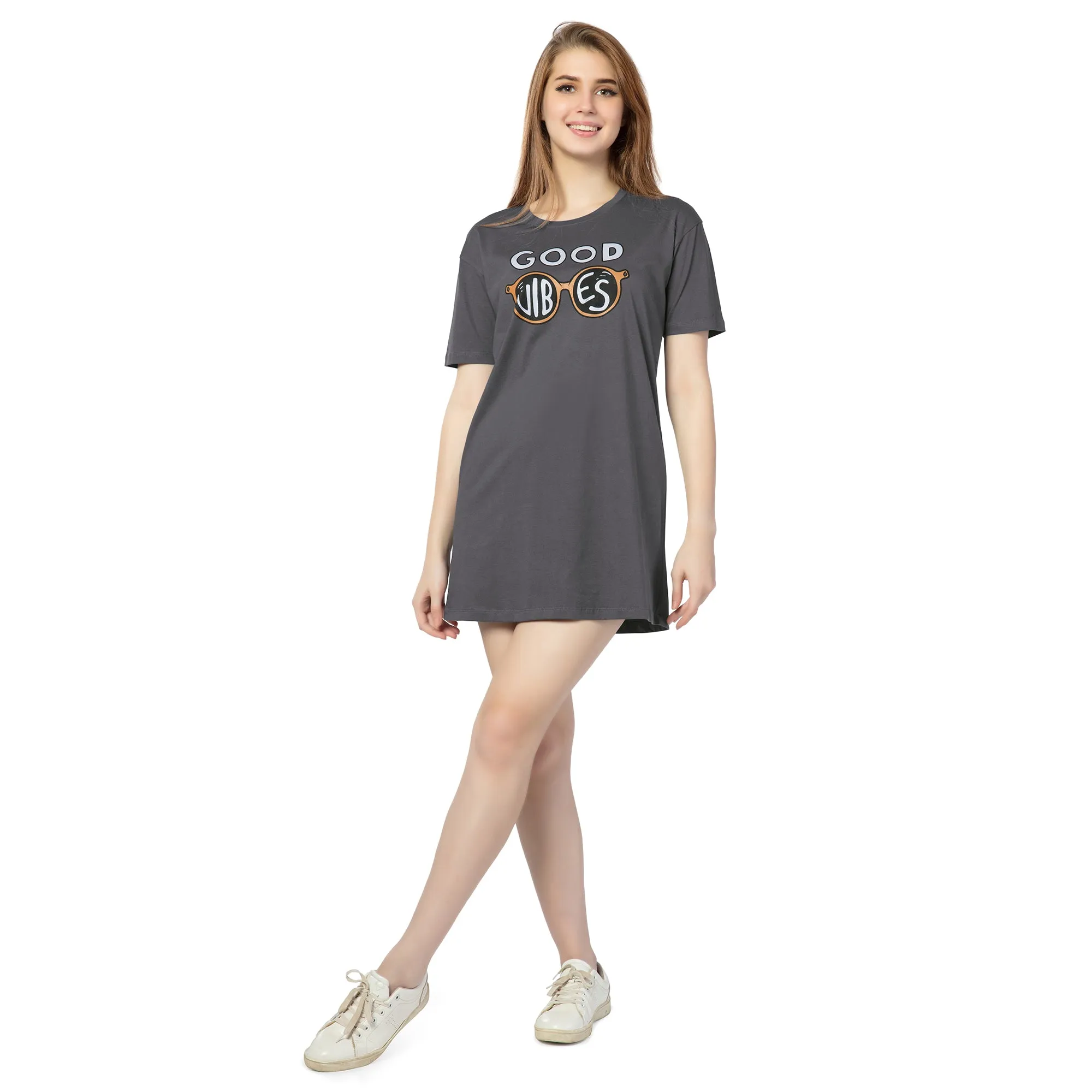 STD-24008-Cotton-Vibe Chic T-Shirt Dress Dark Grey