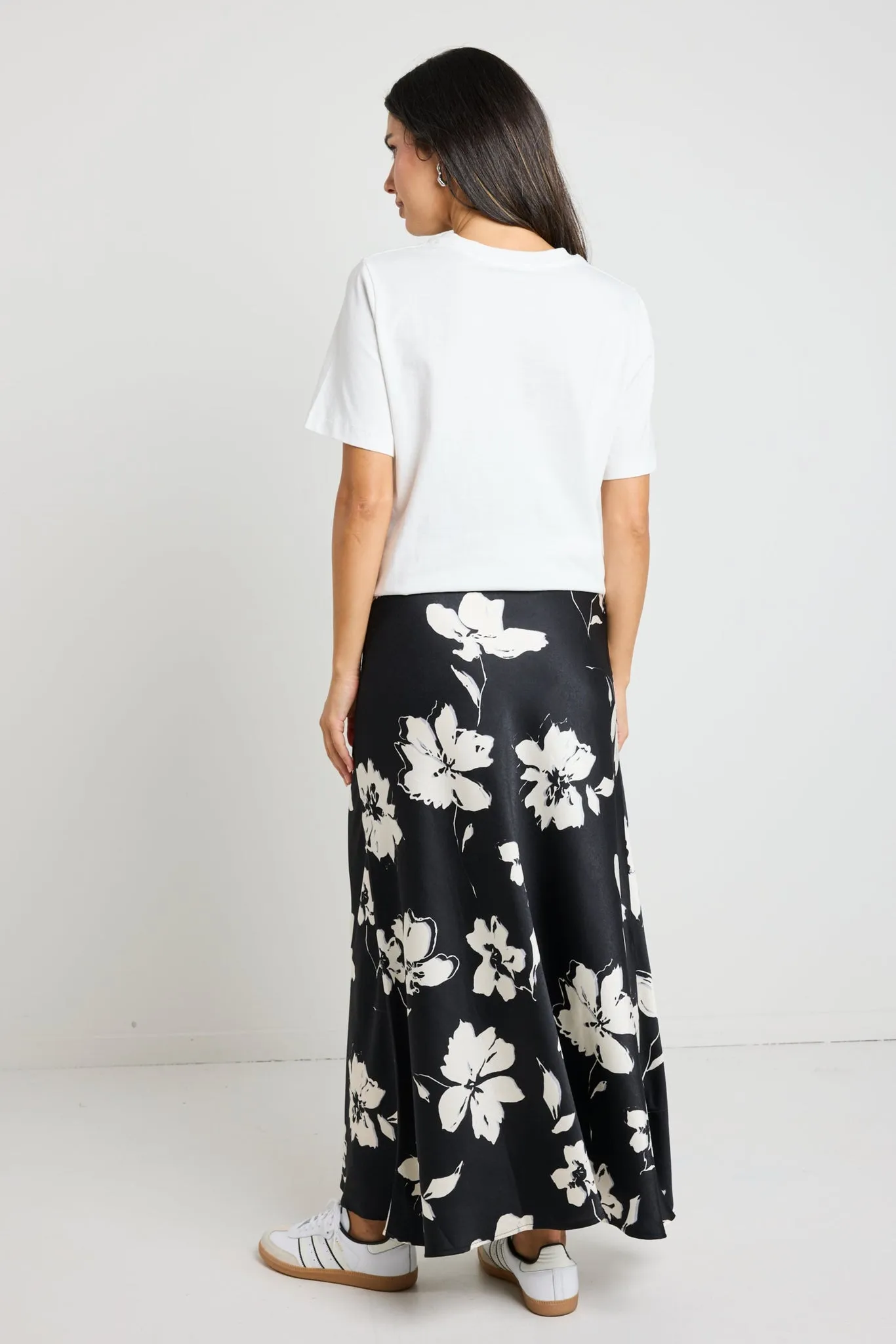 STORIES BE TOLD CRITICAL FLORAL SATIN TIE WAIST MAXI SKIRT