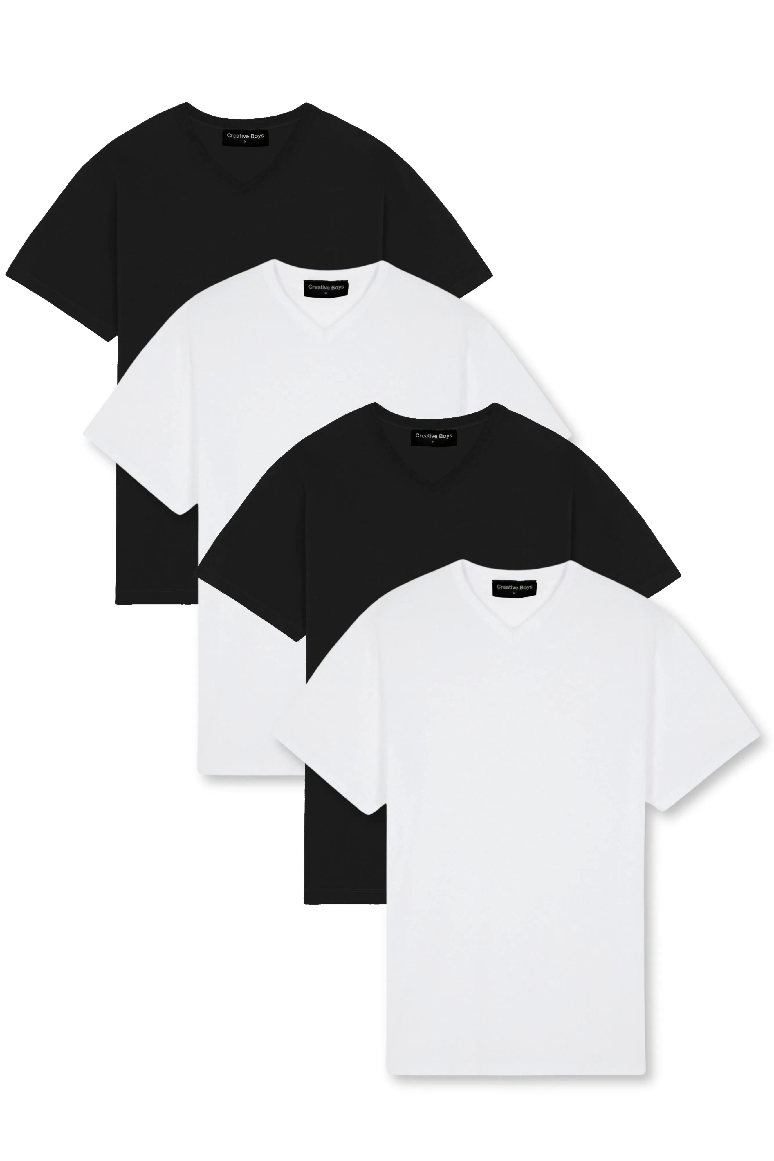 The V-Neck Tee - Black and White / 4 Pack