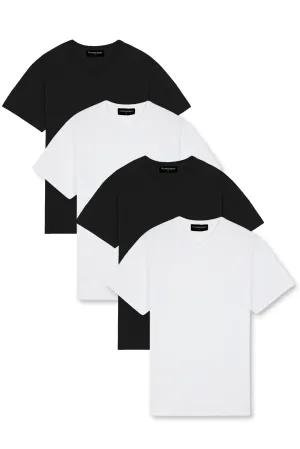The V-Neck Tee - Black and White / 4 Pack