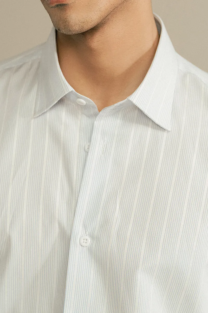 WHITE AND BLUE STRIPED SHIRT