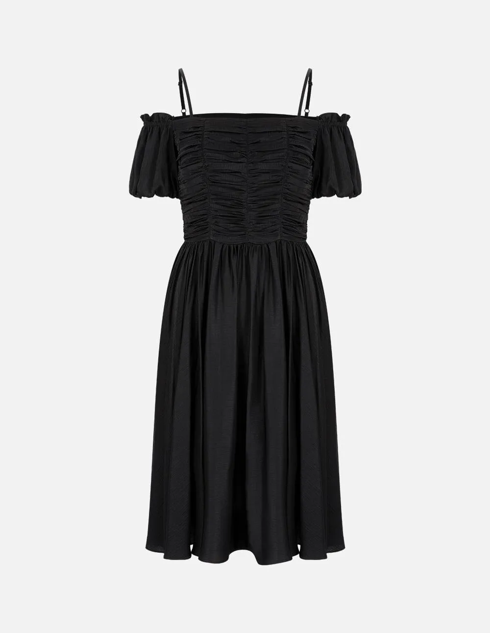 Women's Black One Shoulder Flared Dress